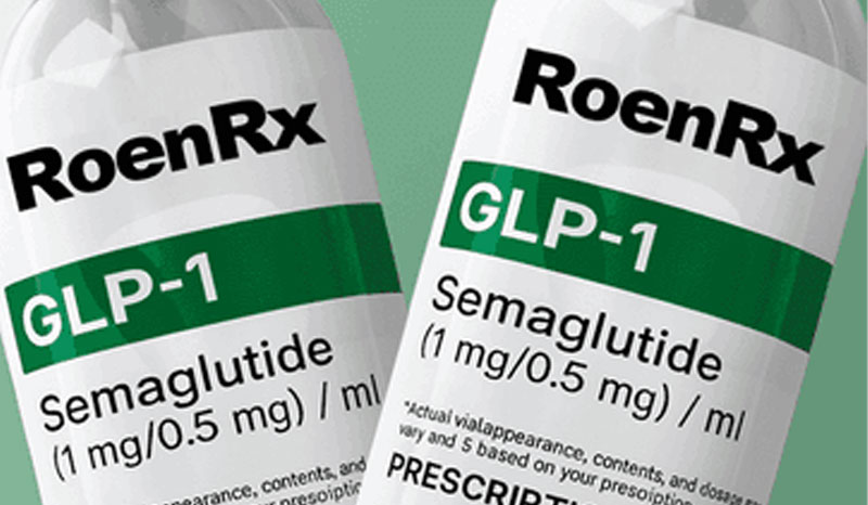 RoenRx GLP-1 reviews — 2026 verdict on roenrx.com/prescriptions/weight-loss RoenRx direct-to-consumer telehealth platform with structured prescriptions weight-loss nested subpage URL signaling defined product navigation within a broader RoenRx prescription menu, Compounded Semaglutide and Compounded Tirzepatide subcutaneous injectable formulations dispensed via FDA-registered Section 503A and Section 503B compounding pharmacy partners, transparent published pricing on subpage no quiz gating, free intake medical consultation, board-certified U.S. licensed clinicians with 24-48 hour async review, HSA FSA eligible Letter of Medical Necessity available, free shipping discreet unbranded packaging, all 50 states subject to state-specific licensure