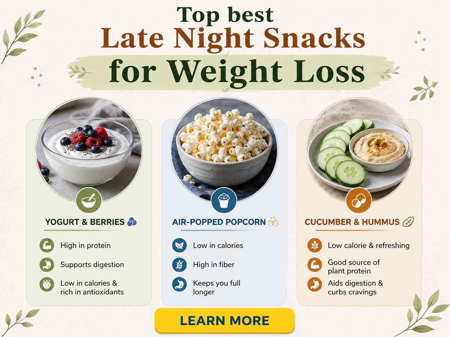 Late Night Snacks for Weight Loss - Top foods