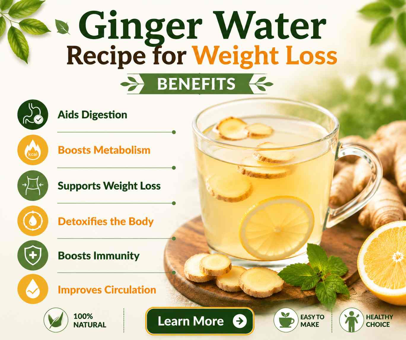 Ginger Water Recipe for Weight Loss - Benefits